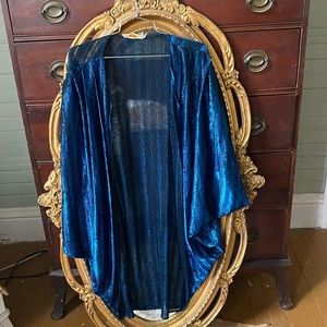 Sparkly blue tinsel, batwing, vintage bohemian glam cape